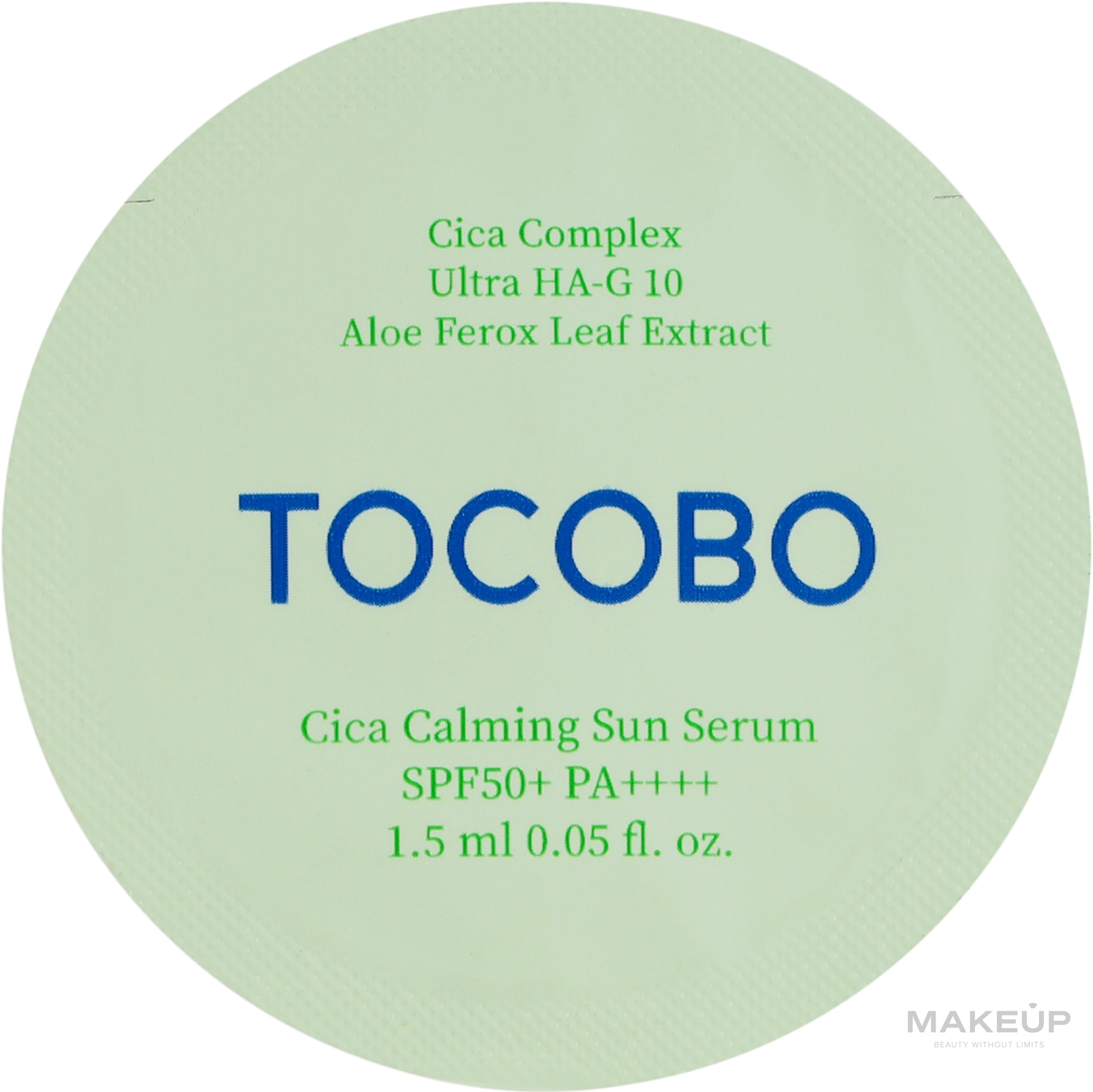 Сонцезахисна сироватка для чутливої шкіри - Tocobo Cica Calming Sun Serum SPF50+ PA++++ (пробник) — фото 1.5ml