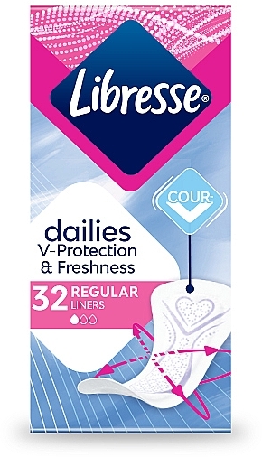Ежедневные прокладки, 32шт - Libresse Dailies Protect Regular Liners — фото N1