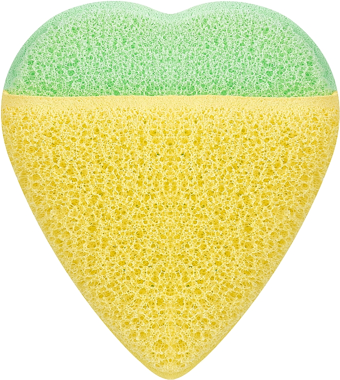 Спонж для вмивання м'який "Серце", PF-74, жовто-салатовий - Puffic Fashion — фото N1