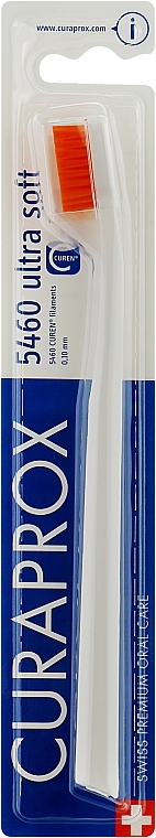 Зубна щітка CS 5460 "Ultra Soft", D 0,10 мм, біла, помаранчева щетина - Curaprox — фото N1