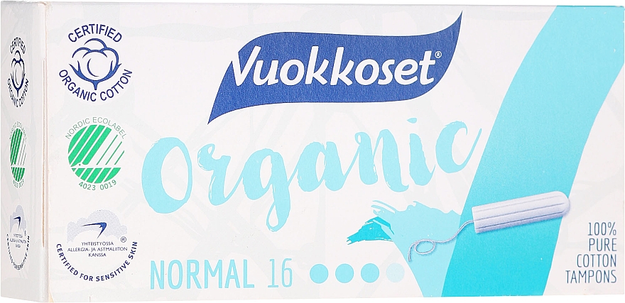 Тампоны органические без аппликатора, 16шт - Vuokkoset Organic Normal Tampons — фото N1
