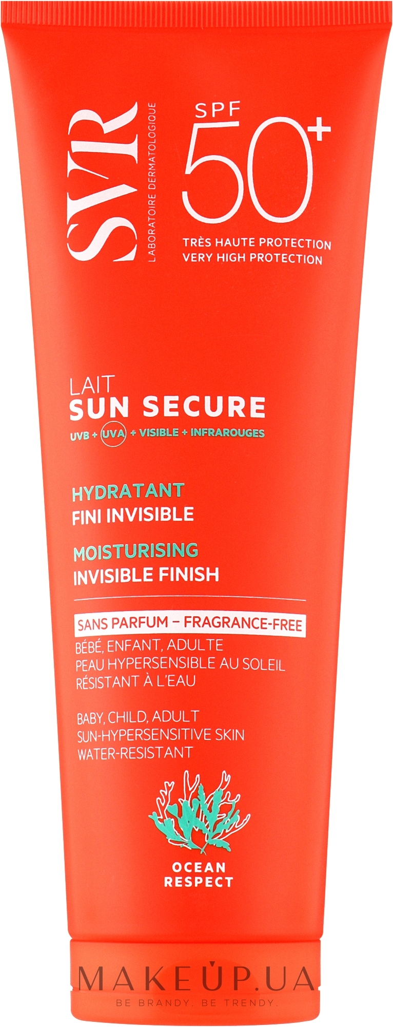Зволожувальне молочко для засмаги з невидимим фінішем, без запаху - SVR Sun Secure Invisible Finish Moisturizing Sun Lotion SPF50 Fragrance Free — фото 250ml