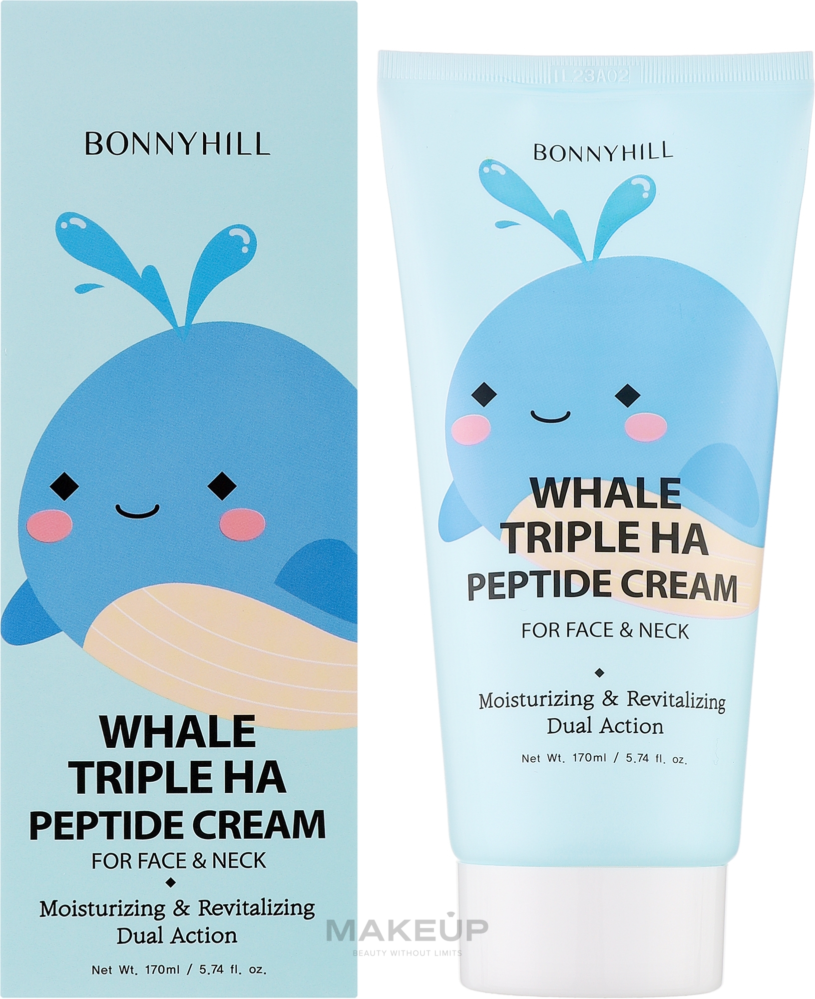 Крем для лица и шеи с гиалуроновой кислотой и пептидами - Bonnyhill Whale Triple HA Peptide Cream — фото 170ml