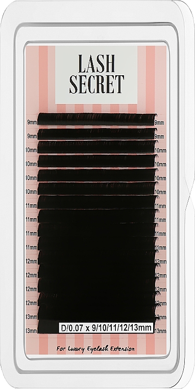 Накладные ресницы, черные, 16 линий (mix, 0,07, D, 9-13) - Lash Secret — фото N1