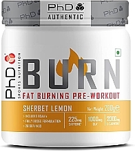 Передтренувальний комплекс для спалювання жиру "Щербет та лимон" - PhD Burn Fat Burning Pre-Workout Sherbet Lemon — фото N1