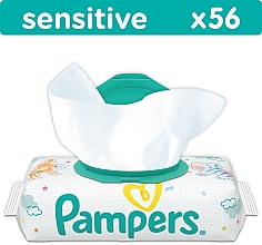 Детские влажные салфетки Sensitive, 56 шт - Pampers — фото N1
