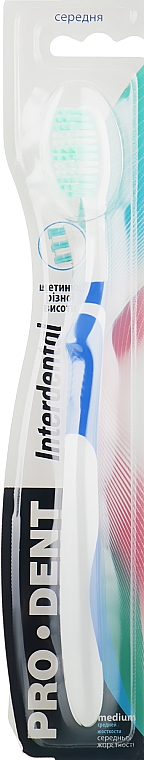 Зубная щетка "Interdental", средней жесткости, бело-синяя - Pro Dent — фото N1