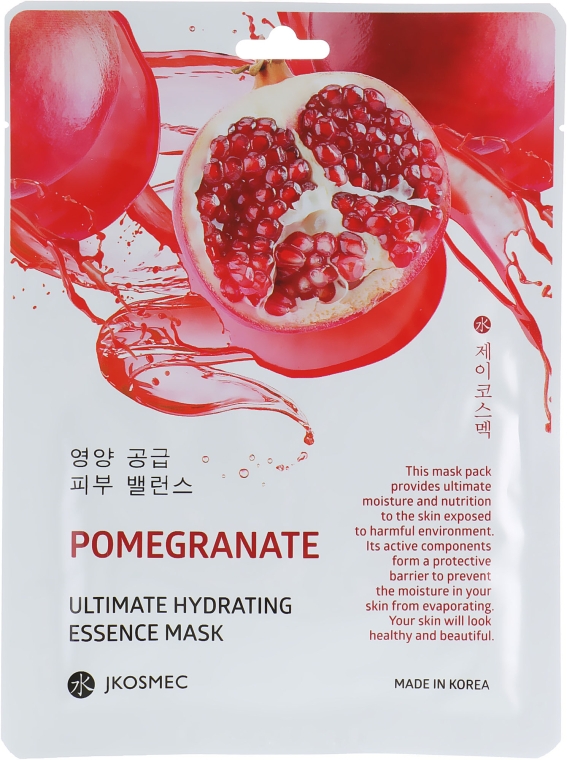 Тканевая увлажняющая маска с экстрактом граната - Jkosmec Pomegranate Ultimate Hydrating Essence Mask — фото N1