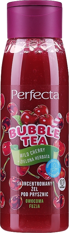 Гель для душу "Дика вишня та зелений чай" - Perfecta Bubble Tea Wild Cherry + Green Tea Concentrated Shower Gel — фото N1