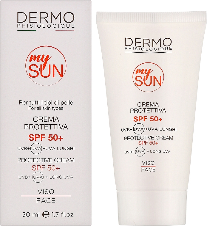 Солнцезащитный крем для лица SPF 50+ - Dermophisiologique Protective Cream Face SPF 50+  — фото N2