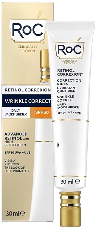 Антивіковий денний зволожувальний крем з SPF 30 - RoC Retinol Correxion Wrinkle Correct Daily Moisturiser — фото N1