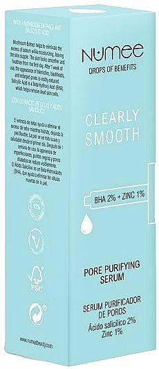 Сироватка для проблемної шкіри обличчя - Numee Drops Of Benefits Clearly Smooth Salicylic Acid Pore Purifying Serum — фото N2