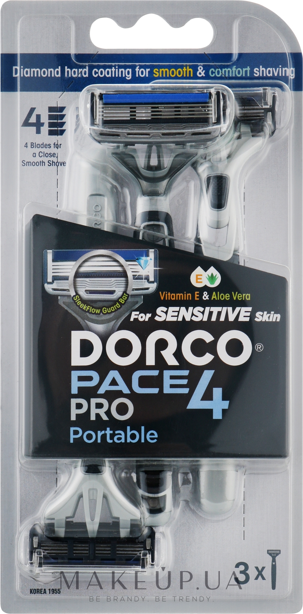 Бритва одноразовая для мужчин с 4 лезвиями, 3 шт., блистер - Dorco Pace 4 Pro — фото 3шт
