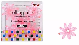Резинка-браслет для волосся, міні, прозоро-рожева - Rolling Hills 5 Traceless Hair Rings Mini Transparent Pink — фото N1
