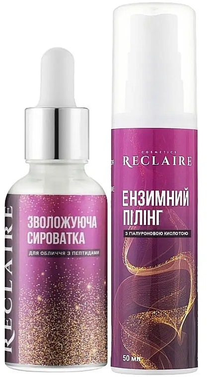 Набор "Двойной комплекс для лица. Очищение + увлажнение" - Reclaire (peel/50ml + ser/30ml)