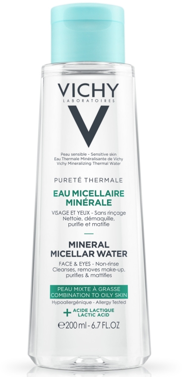 Мицеллярная вода для жирной и комбинированной кожи лица и глаз - Vichy Purete Thermale Mineral Micellar Water — фото N1