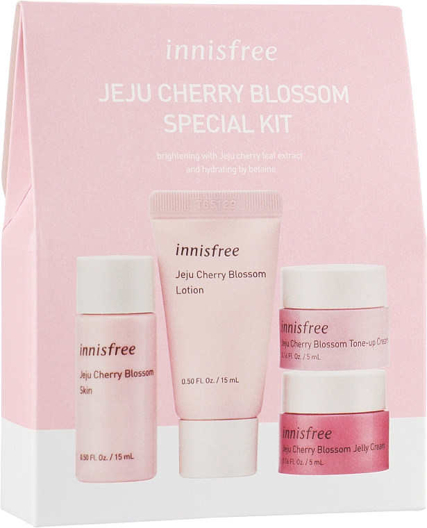 Набор - Innisfree Jeju Cherry Blossom Special Kit (toner/15ml + lot/15ml + cr/gel/5ml + cr/5ml) 