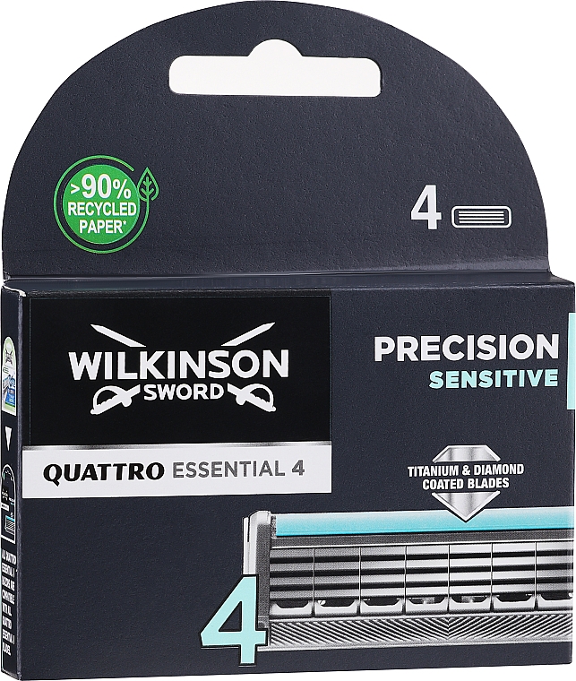 Сменные лезвия, 4 шт - Wilkinson Sword Quattro Titanium Sensitive  — фото N1