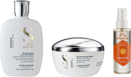 Духи, Парфюмерия, косметика Набор - Alfaparf Semi Di Lino Diamond Fiber & Color Care (shm/250ml + mask/200ml + oil/120ml)