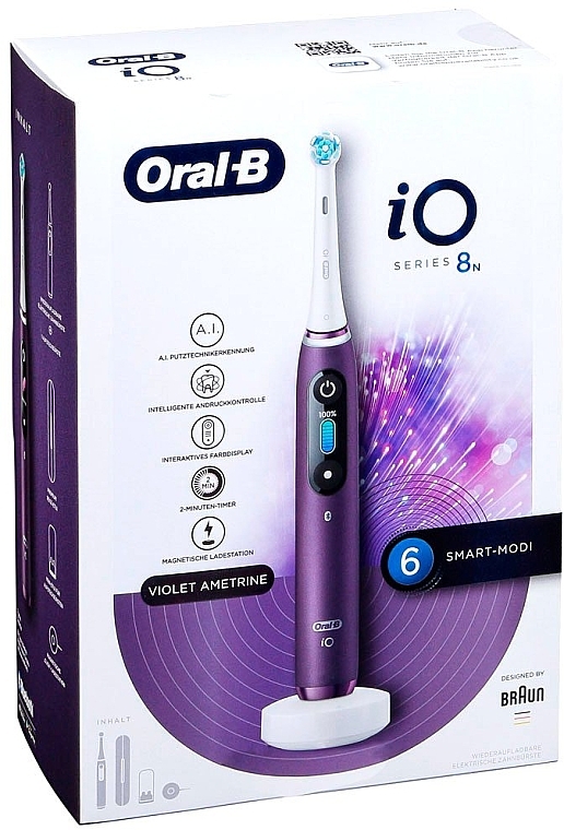 Електрична зубна щітка, фіолетова - Oral-B Braun iO Series 8N — фото N2