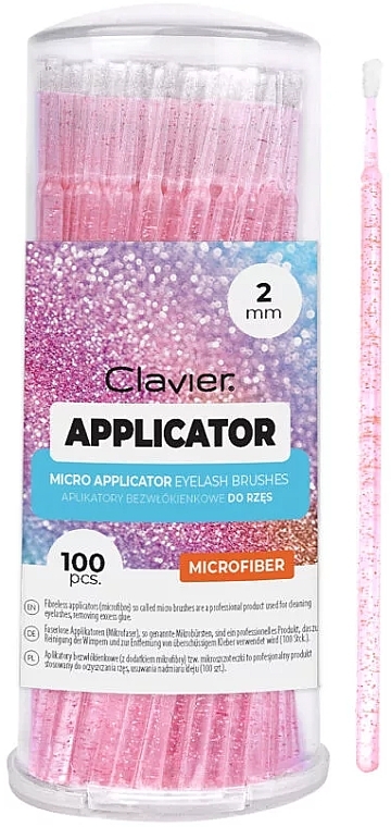 Аплікатор для вій безворсовий 2 мм, рожевий з блискітками - Clavier — фото N1