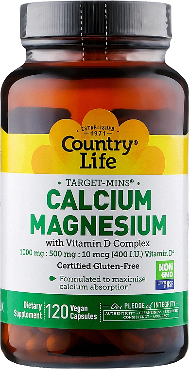 Витаминно-минеральный комплекс кальция, магния и витамина D - Country Life Calcium-Magnesium With Vitamin D — фото N1