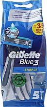 Набір одноразових станків для гоління, 4 + 1 шт. - Gillette Blue3 Simple Disposable Razors 4+1 — фото N1