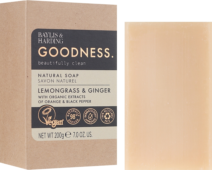 Мыло - Baylis & Harding Goodness Sea Lemongrass & Ginger Natural Soap — фото N1