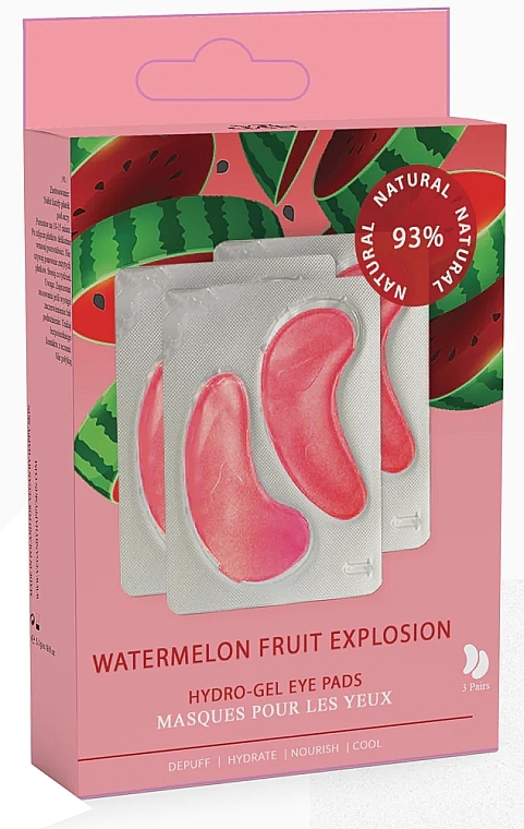 Патчі для очей з екстрактом кавуна - Vegan By Happy Watermelon Fruit Explosion Hydro-Gel Eye Pads — фото N1