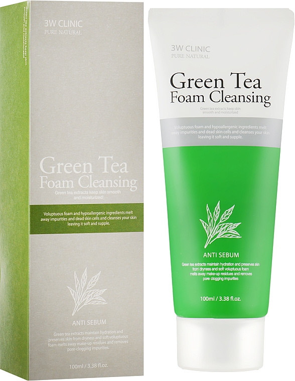 Tea Tree Face Cleansing Foam - 3W Clinic Green Tea Foam Cleansing