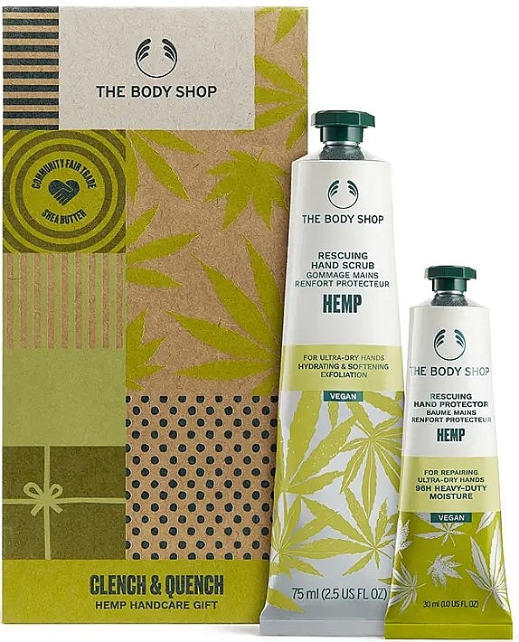 Набор - The Body Shop Clench & Quench Hemp Handcare Gift (h/scr/75ml + h/cr/30ml) — фото N1