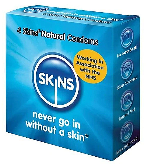 Презервативи, 4 шт. - Skins Natural Condoms — фото N1