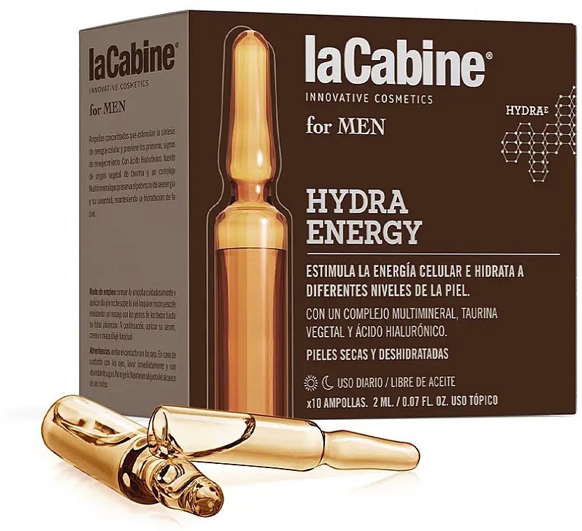 Тонизирующие ампулы для лица - La Cabine For Men Hydra Energy Ampoules — фото N1