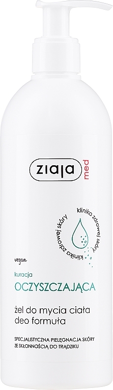 Гель очищающий для очищения кожи тела - Ziaja Med Antibacterial Body Cleaning System Deo Formula — фото N1