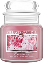 Ароматична свічка у банці "Цвітіння сакури", скляна кришечка - Village Candle Cherry Blossom — фото N2
