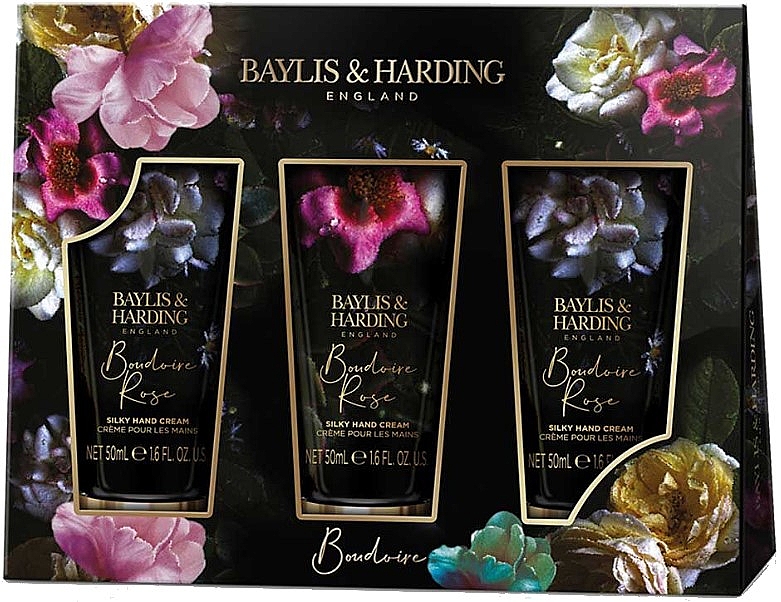 Набор - Baylis & Harding Boudoire Rose Hand Cream Set (h/cream/3х50ml) — фото N1
