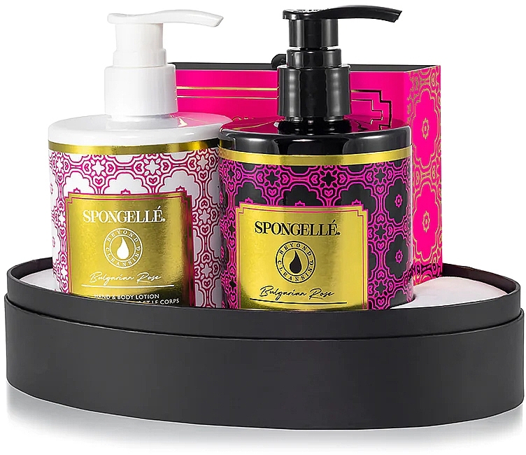 Набор - Spongelle Bulgarian Rose All In One Beauty Treatment Set (sh/gel/325 ml + lot/325 ml + sponge/1 pcs) — фото N3