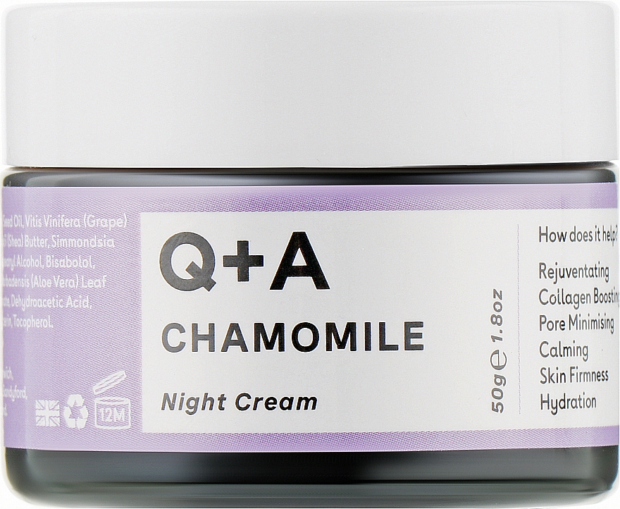 Нічний крем для обличчя - Q+A Chamomile Night Cream