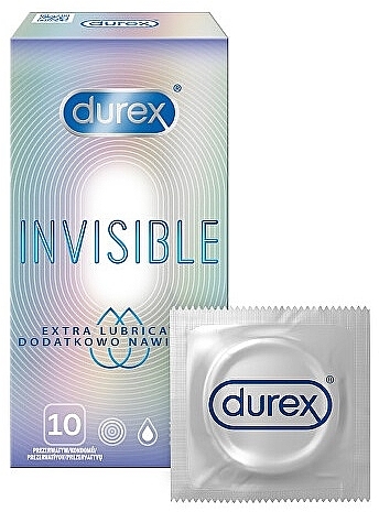 Презервативи латексні з силіконовою змазкою "Ультратонкі" з додатковою змазкою, 10 шт. - Durex Invisible Extra Lube — фото N1