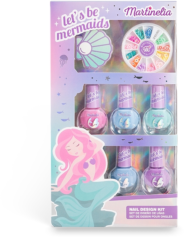 Набор для ногтей - Martinelia Let's Be Mermaids Nail Design Set (n/polish/5х4 ml + n/design + n/file/1 pcs) — фото N1