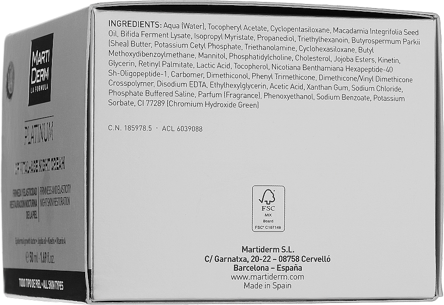 Ночной крем для лица - MartiDerm Platinum Gf Vital Age Night Cream — фото N3