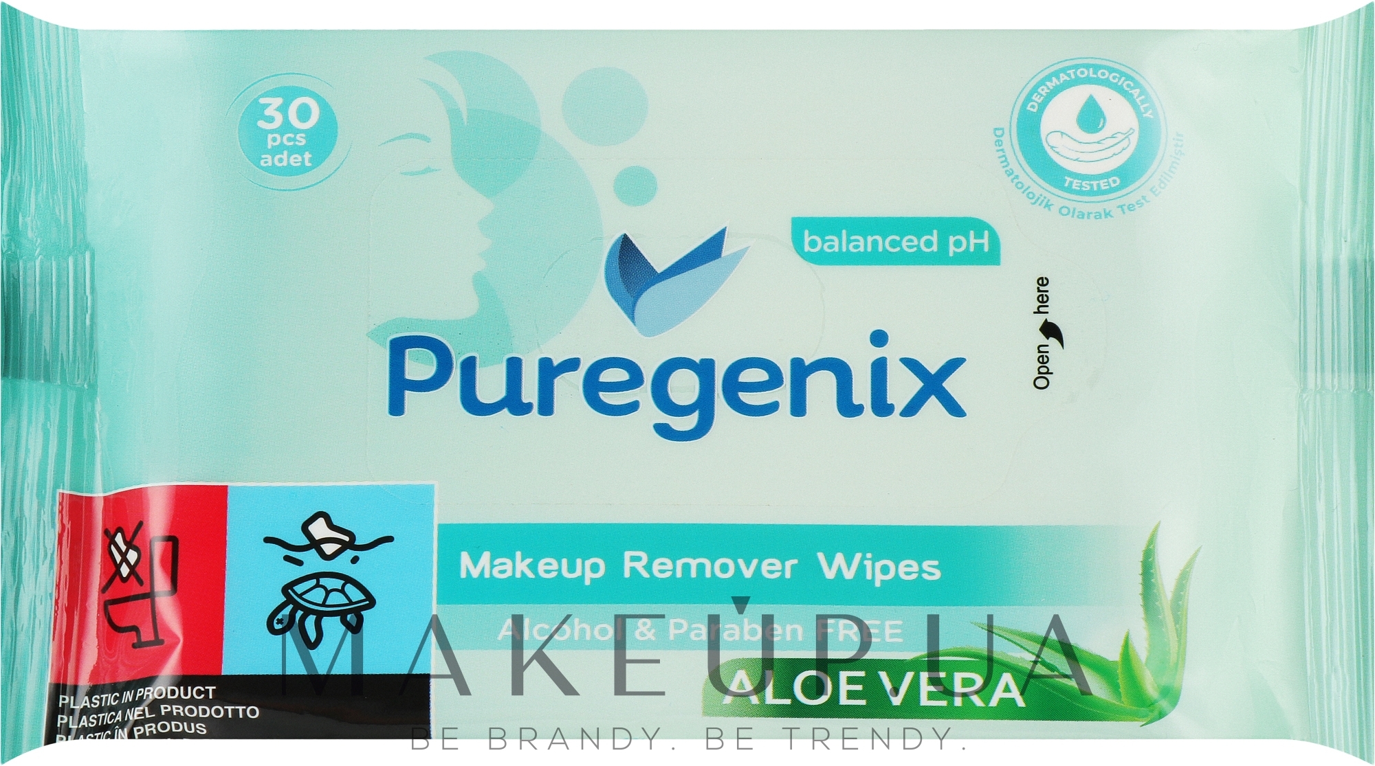Влажные салфетки для снятия макияжа, 30 шт. - Puregenix — фото 30шт