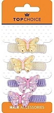 Резинки для волос "Бабочки", 25730, желтые и сиреневые - Top Choice — фото N1