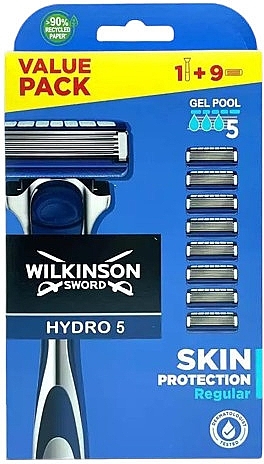 Бритва + 9 сменных лезвий - Wilkinson Sword Hydro 5 Skin Protection — фото N1