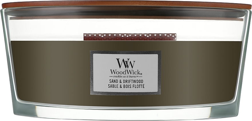 Ароматична свічка в склянці - Woodwick Hearthwick Flame Ellipse Candle Sand & Driftwood — фото N1