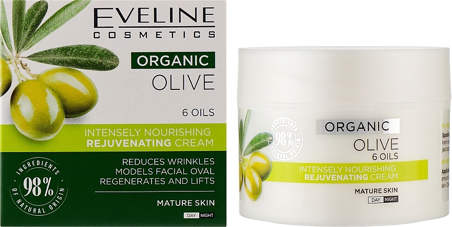 Живильний, омолоджувальний крем для обличчя - Eveline Cosmetics Organic Olive Cream — фото N2