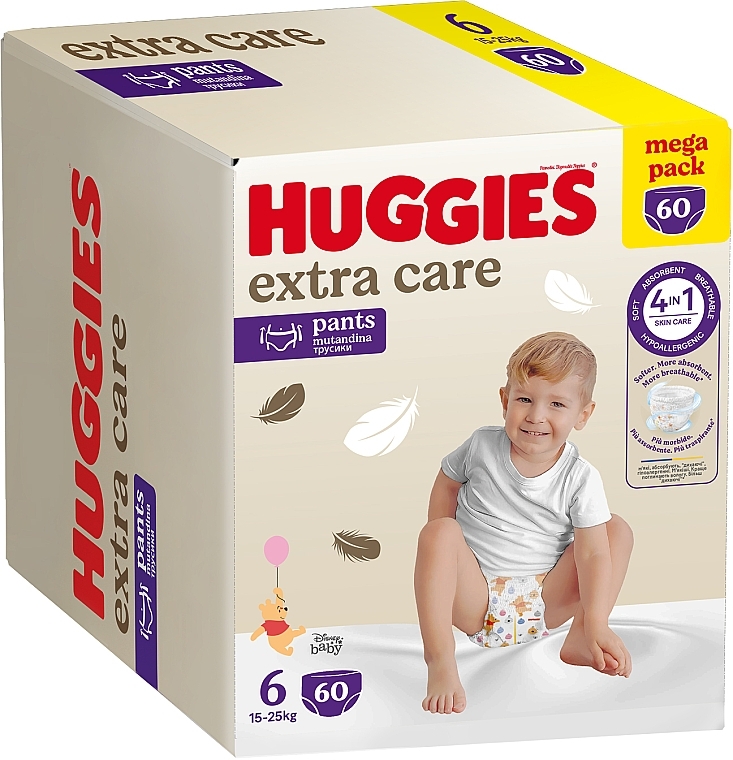 Підгузки-трусики Extra Care, розмір 6 (15-25 кг), 60 шт. - Huggies — фото N2