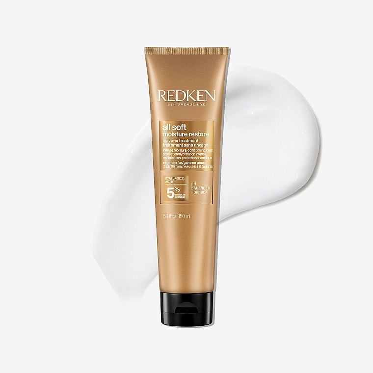 Зволожуючий термозахисний крем для сухого та ламкого волосся - Redken All Soft Moisture Restore Leave-In Treatment — фото N2