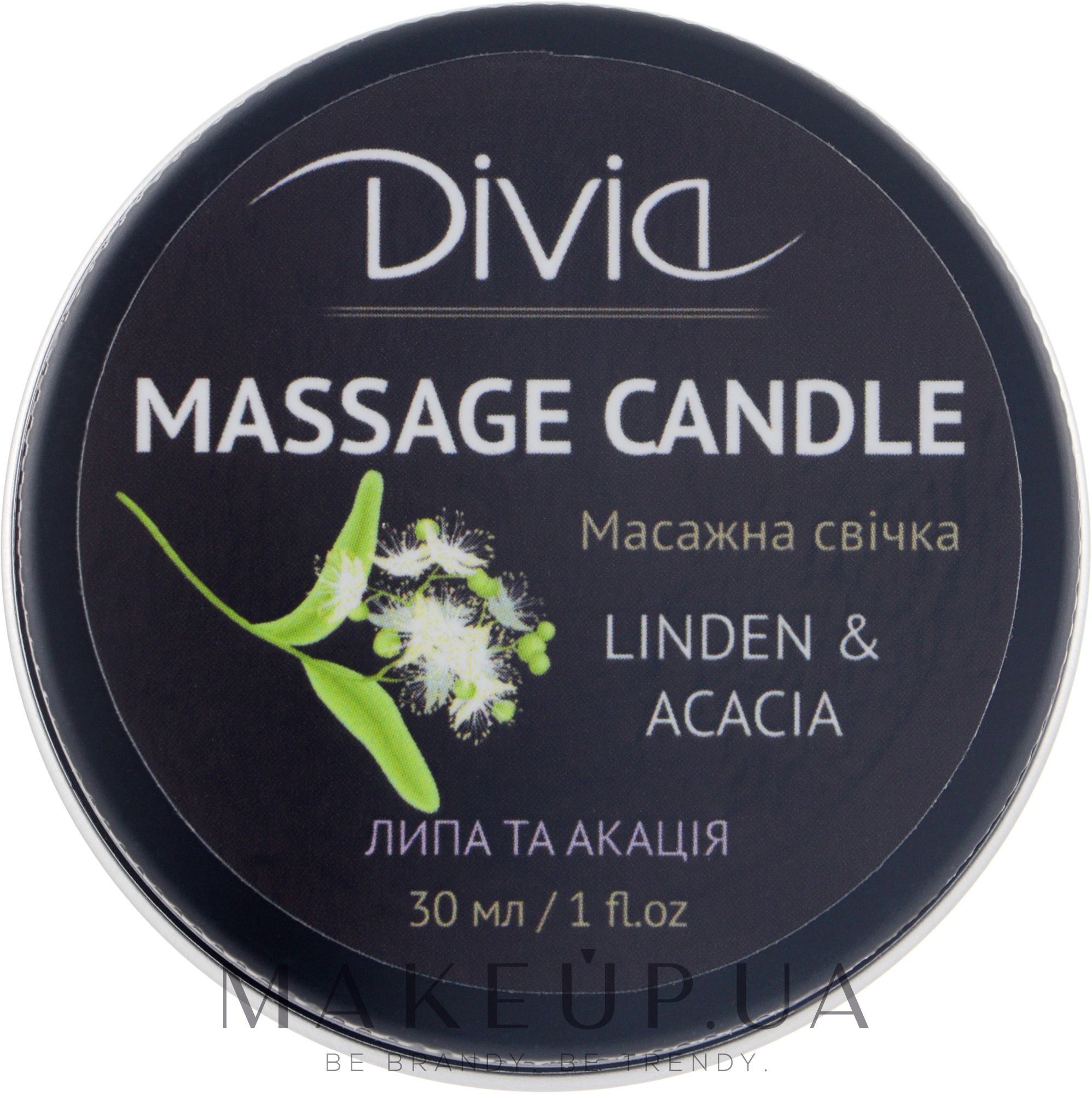 Свічка масажна для рук і тіла "Липа та акація", Di1570 (30 мл) - Divia Massage Candle Hand & Body Linden & Acacia Di1570 (30 ml) — фото 30ml