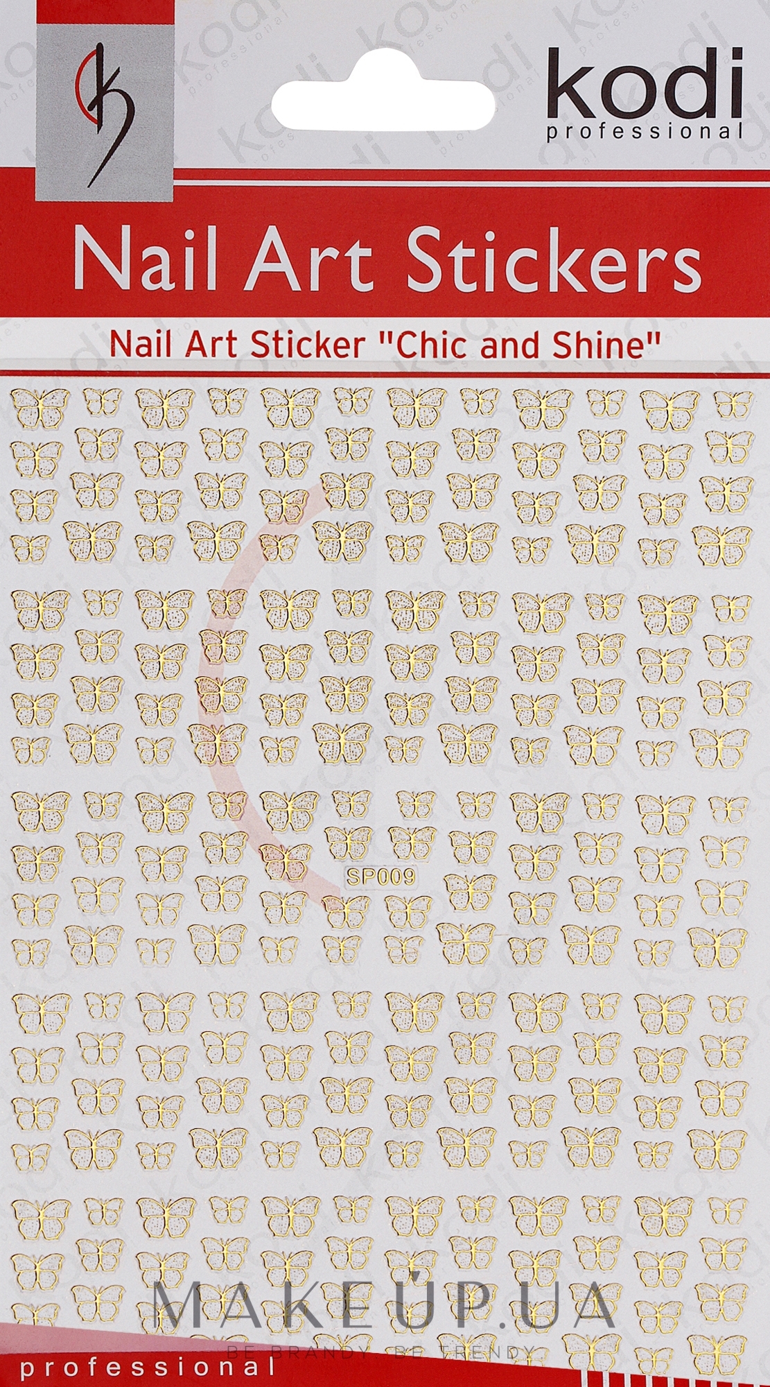 Наклейки для дизайну нігтів - Kodi Professional Nail Art Stickers SP009 — фото Gold